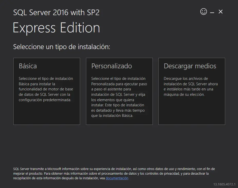 Instalación de SQL Server Express