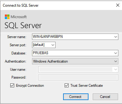 Conectar al servidor SQL Server (MySQLToSQL)