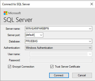 Conectar al servidor SQL Server (MySQLToSQL) Conectar al servidor SQL Server (MySQLToSQL)