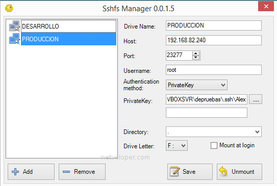 win-ssh manager - servidor remoto conectado