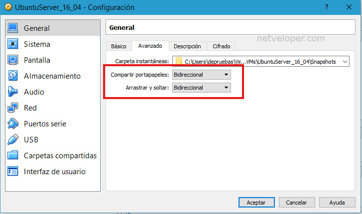 Configuracion avanzada