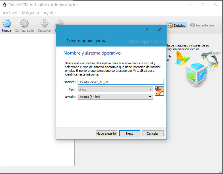 VirtualBox - Creacion de una MV Creación de una nueva maquina virtual