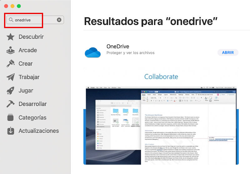 Instalar OneDrive desde la App Store Instalar OneDrive desde la App Store