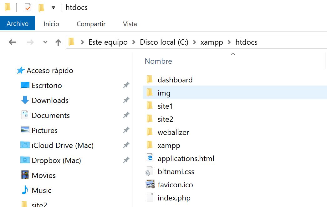 Instalacion xampp virtualhosts - directorios